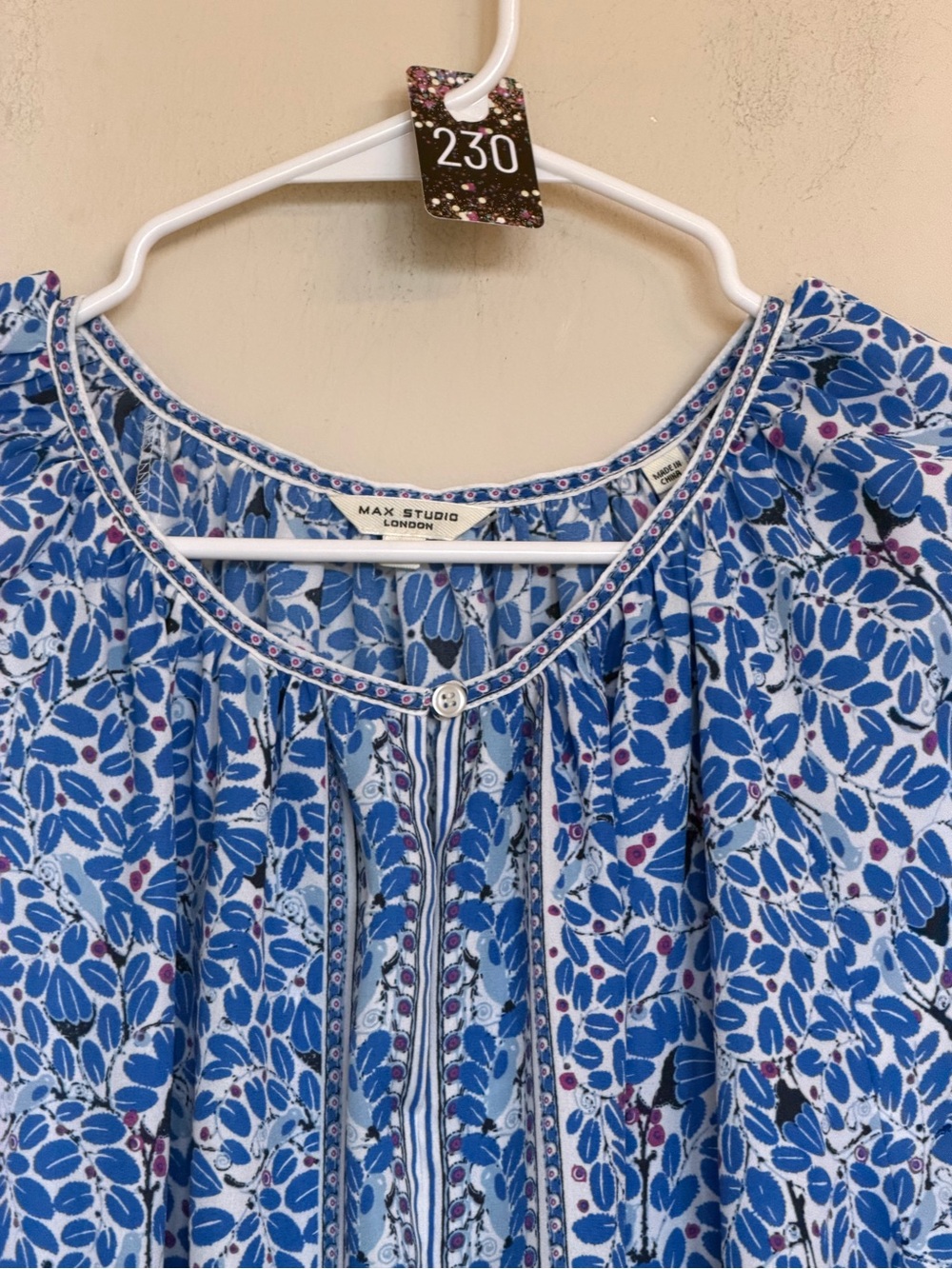 230 Max Studio London Blue Floral Butterfly Print Boho Tunic Top 1X cottagecore - Picture 3 of 8